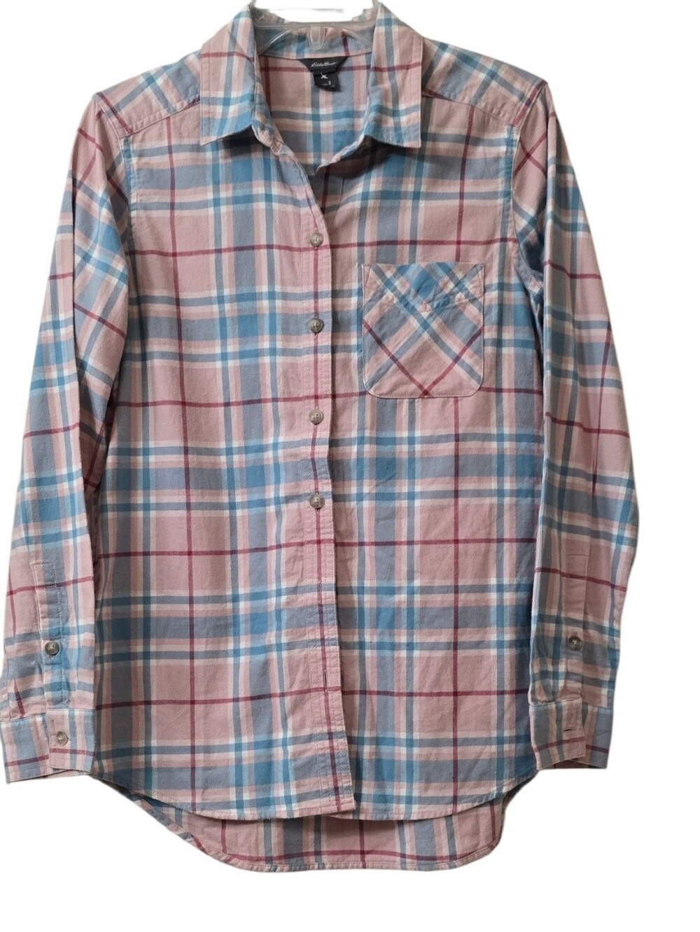 Eddie Bauer Wimen's  Plaid Flannwl  Button-Down Shirt Size S